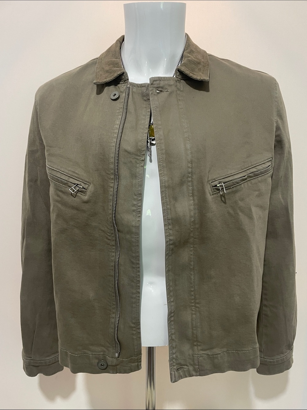 Zara Men's Olive Utility Zip Jacket